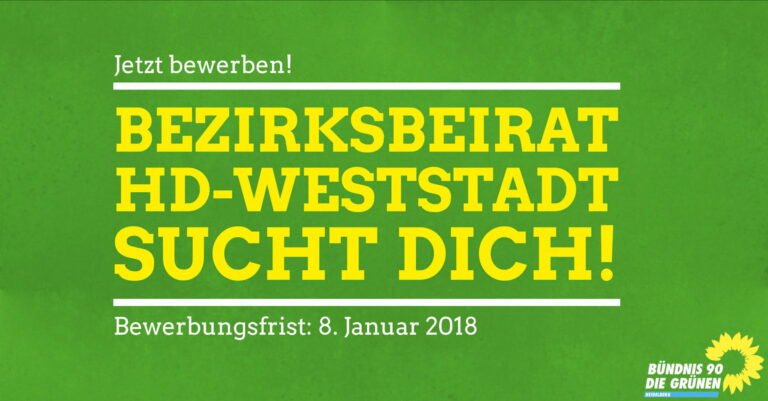 Mitglied Bezirksbeirat Weststadt gesucht – Aufruf zur Kandidatur bis 8.1.