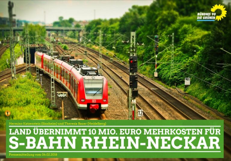 Land übernimmt 10 Mio. Euro bei Nord-Süd-Ausbau der S-Bahn Rhein-Neckar