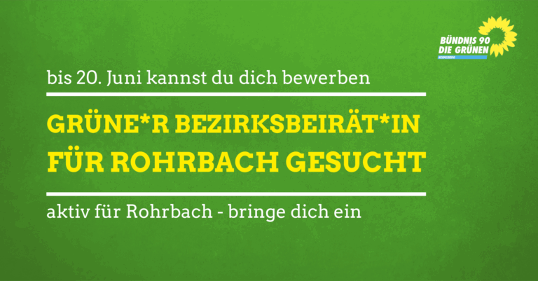 Mitglied im Bezirksbeirat Rohrbach gesucht – Bewerbung bis 20.6.
