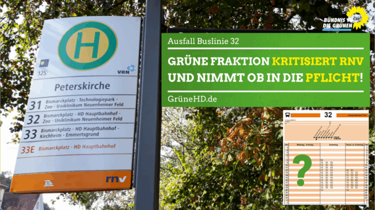 Ausfall Buslinie 32: Grüne Fraktion kritisiert RNV scharf