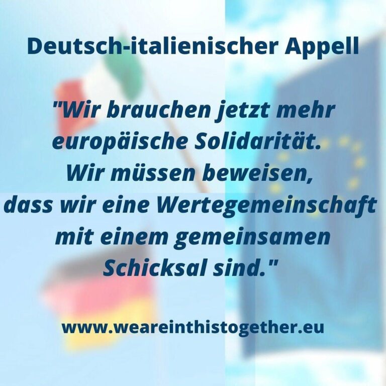 WE ARE IN THIS TOGETHER: Gemeinsamer Deutsch-Italienischer Appell