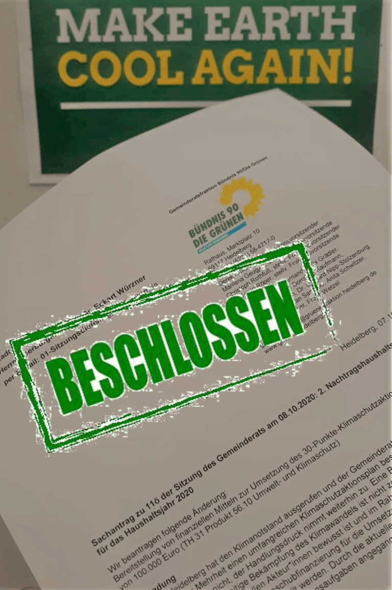 Grüne ermöglichen Gelder für Klimaschutzaktionsplan